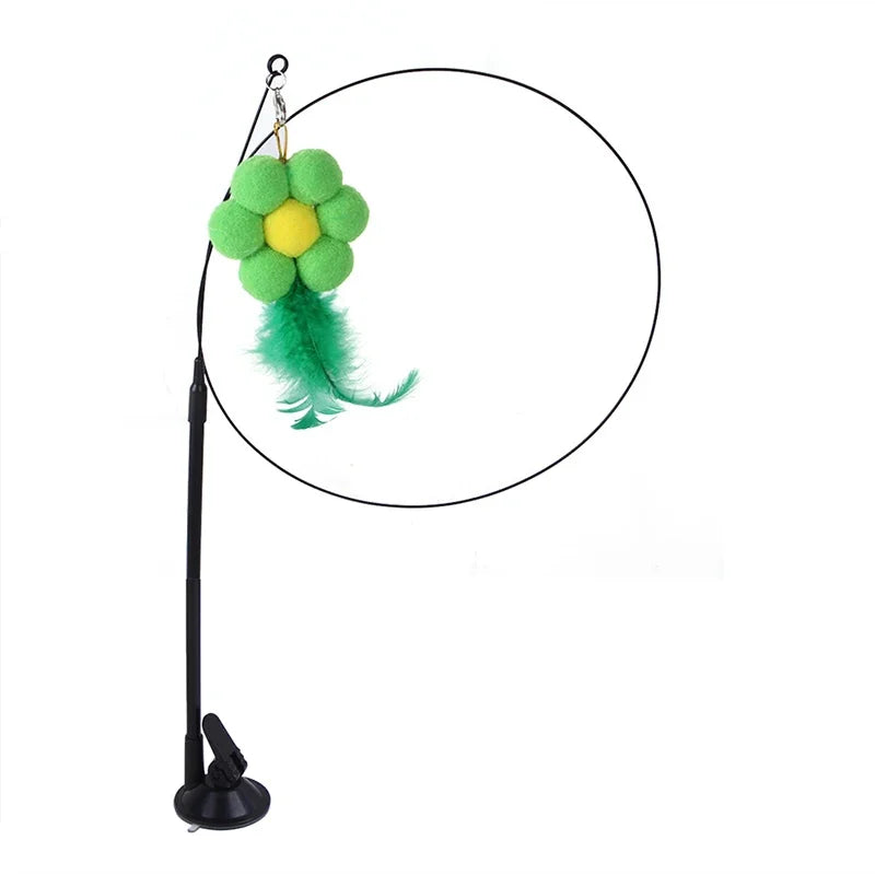Cat Toys Simulation Bird Interactive Sucker Feather Bird with Bell Cat Stick Toy for Kitten Playing Teaser Wand Toy Cat Supplies