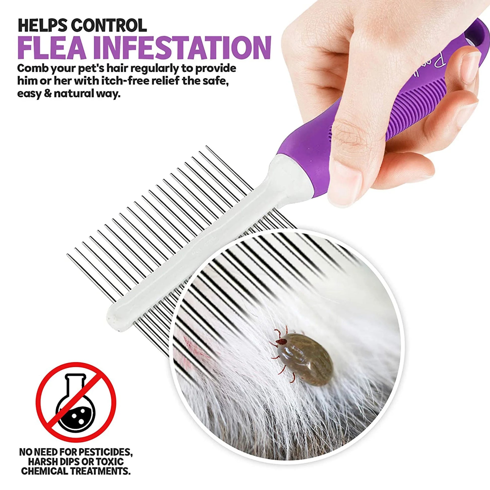 Poodle Pet Double-Sided Stainless Steel Dog & Cat Pet Comb Grooming Hair Tool