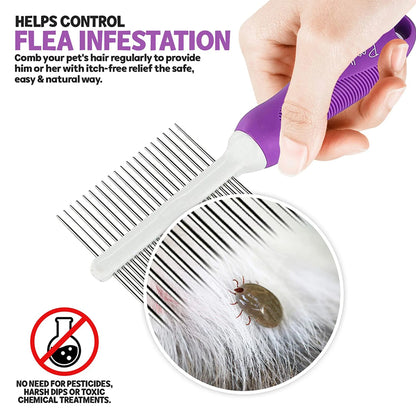 Poodle Pet Double-Sided Stainless Steel Dog & Cat Pet Comb Grooming Hair Tool