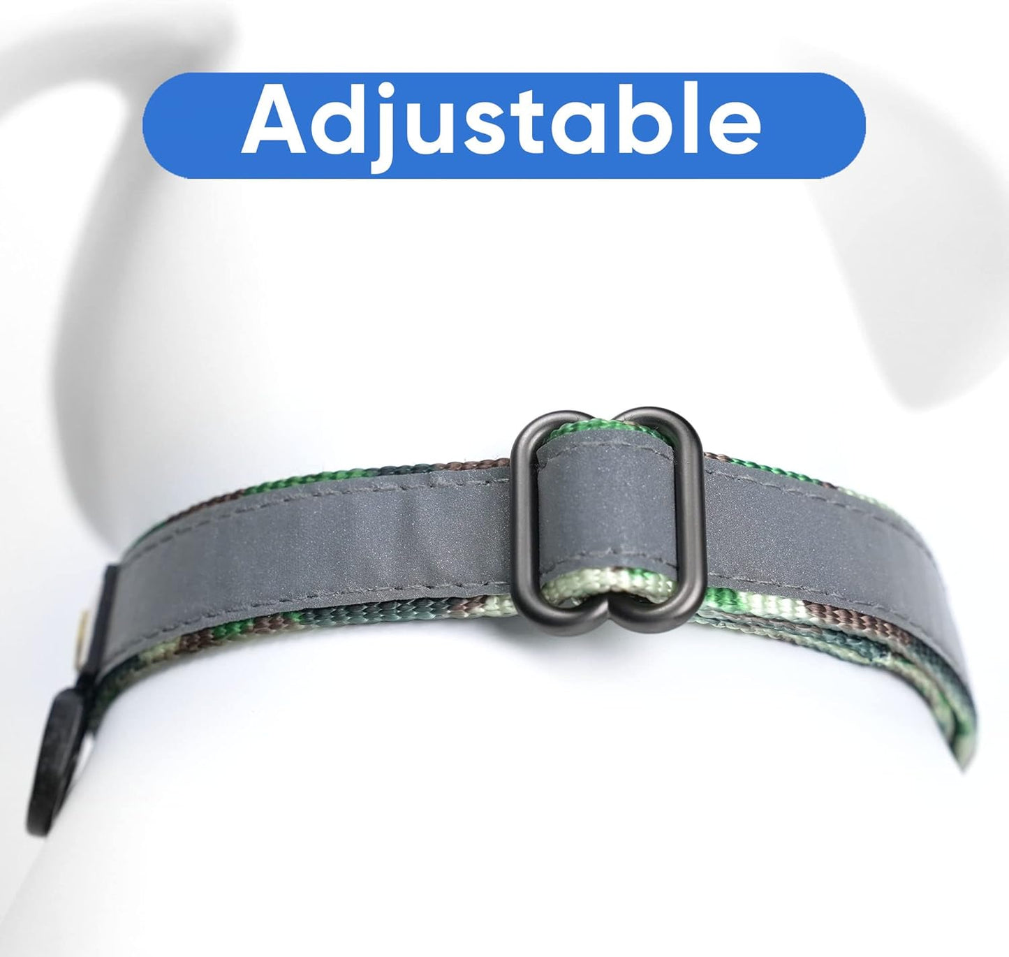 Camouflage Green Reflective Martingale Dog Collar, Medium