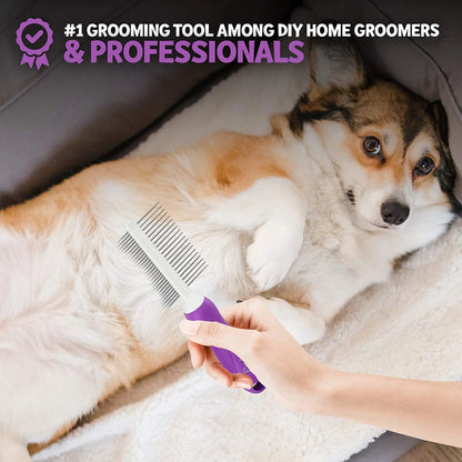 Poodle Pet Double-Sided Stainless Steel Dog & Cat Pet Comb Grooming Hair Tool