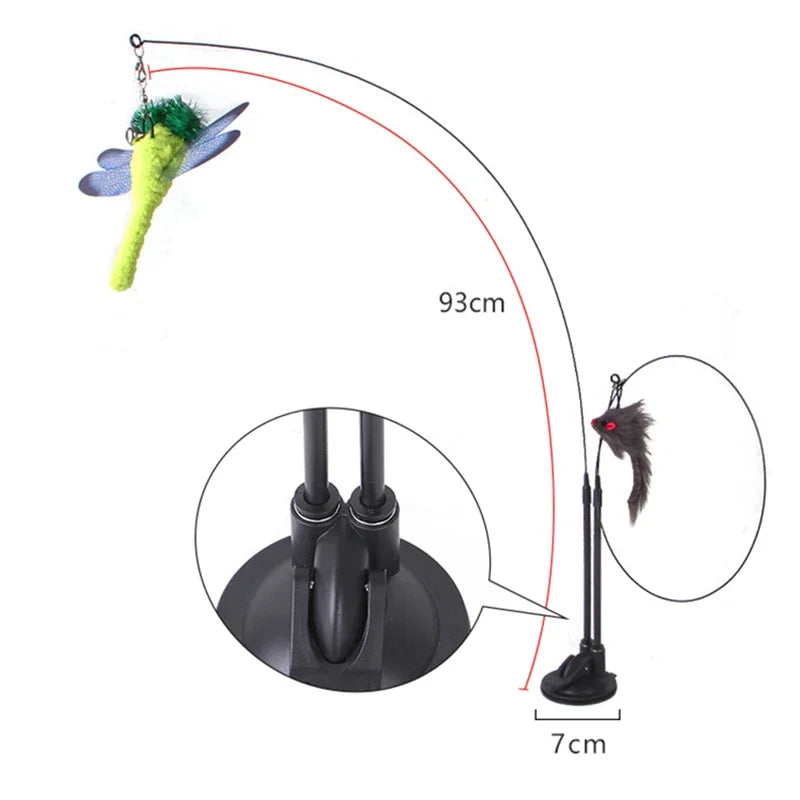 Cat Toys Simulation Bird Interactive Sucker Feather Bird with Bell Cat Stick Toy for Kitten Playing Teaser Wand Toy Cat Supplies